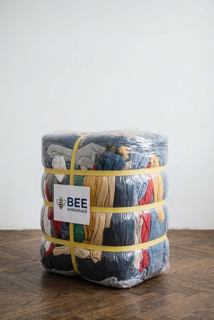 Vêtements de marque au kilo, lot de 10 kg Bee Wholesale, vue de trois-quarts gauche